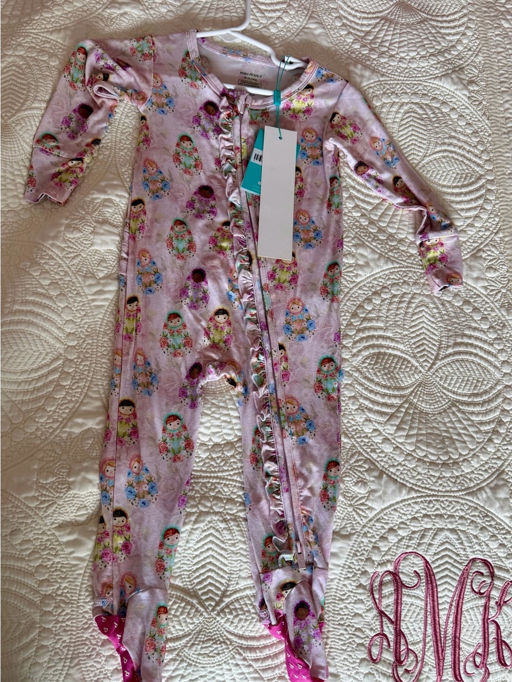 Posh Peanut Lavender Matryoshka Doll Footed One-Piece